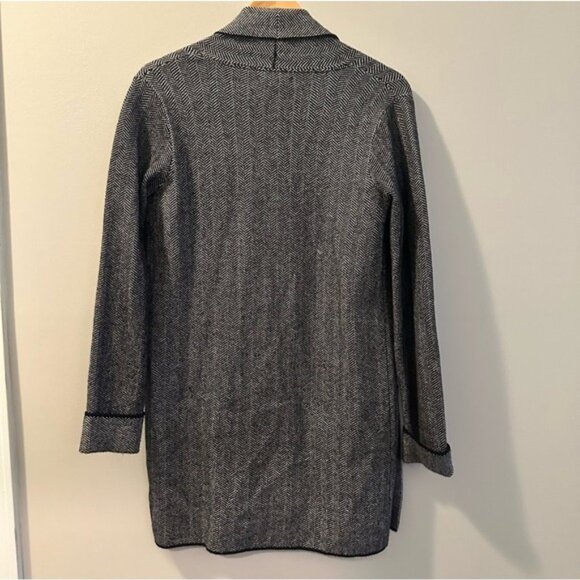 Christian Siriano Gray Herringbone Open Front Cardigan Women’s XS Cozy Chic - Picture 3 of 11